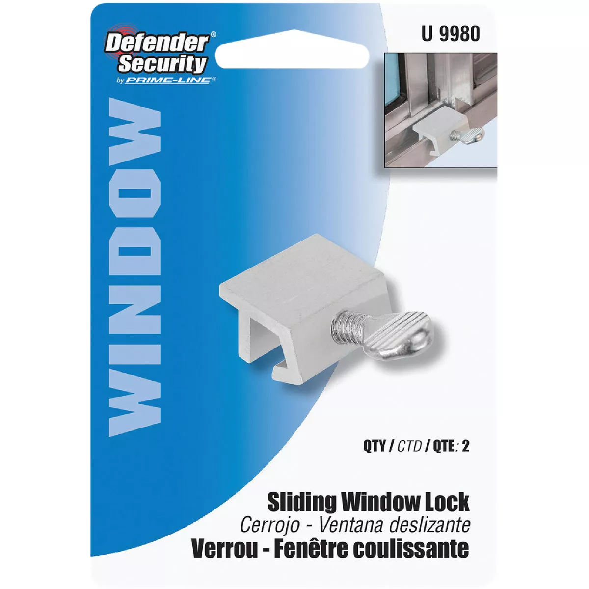 Defender Security Aluminum Heavy-Duty Sliding Window Lock (2 Count) - photo 2