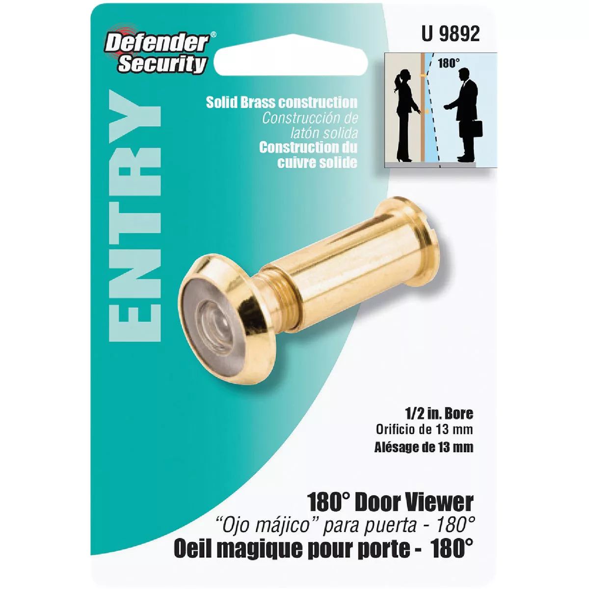 Defender Security Brass Wide Angle Door Viewer - photo 2