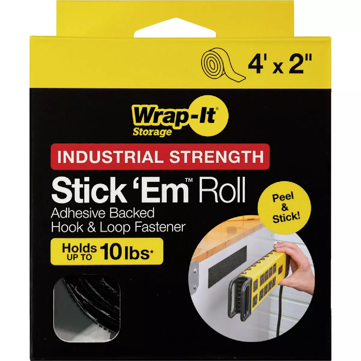 Wrap-It Storage Stick 'Em 2 In. x 4 Ft. Industrial Strength Black Hook & Loop Roll - photo 5