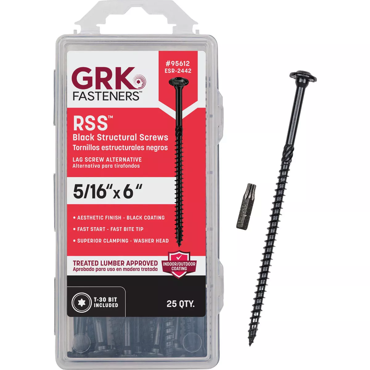 GRK RSS 5/16 In. x 6 In. Star Drive Washer-Head Black Structure Screw (25 Ct.) - photo 2