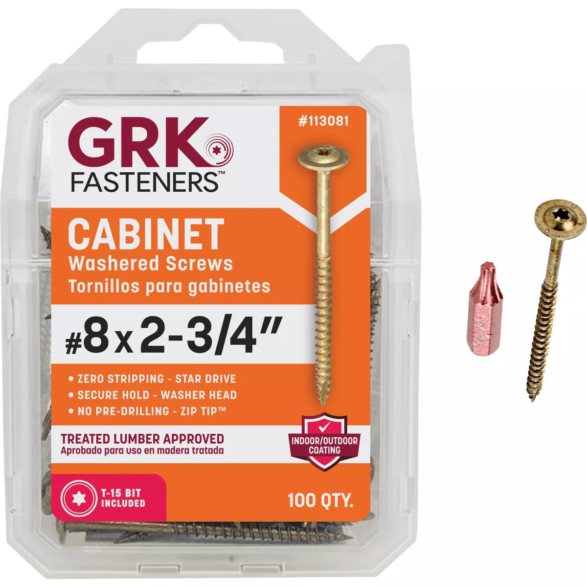 GRK #8 x 2-3/4 In. Star-Drive Cabinet Screws (100 Ct.)