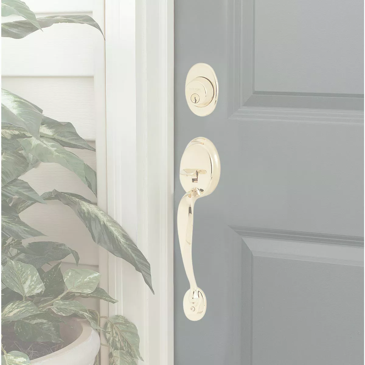 Schlage Bright Brass Entry Door Handleset with Plymouth Knob - photo 6