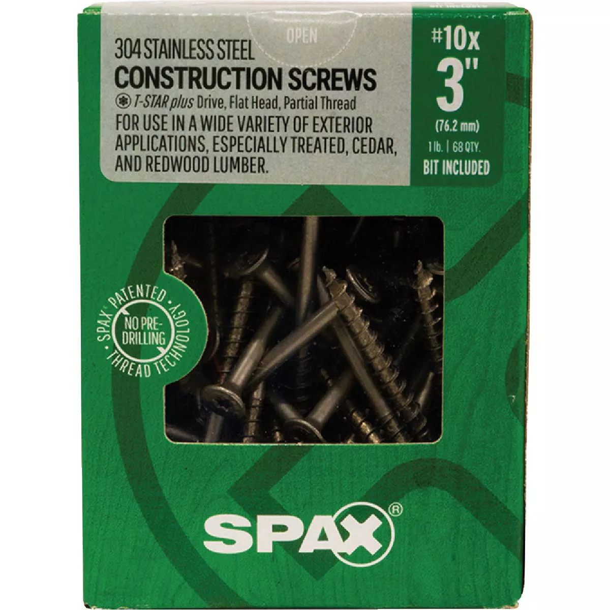 SPAX #10 x 3 In. T20 Plus Flat Head 304 Stainless Steel (Exterior Rated) Wood Screw (68 Ct.) - photo 3