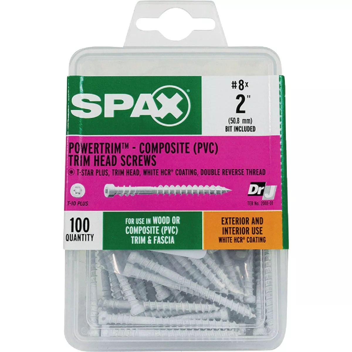 SPAX #8 x 2 In. T10 Plus Cylindrical Head HCR (Exterior Rated) White Trim Screw (100 Ct.) - photo 4
