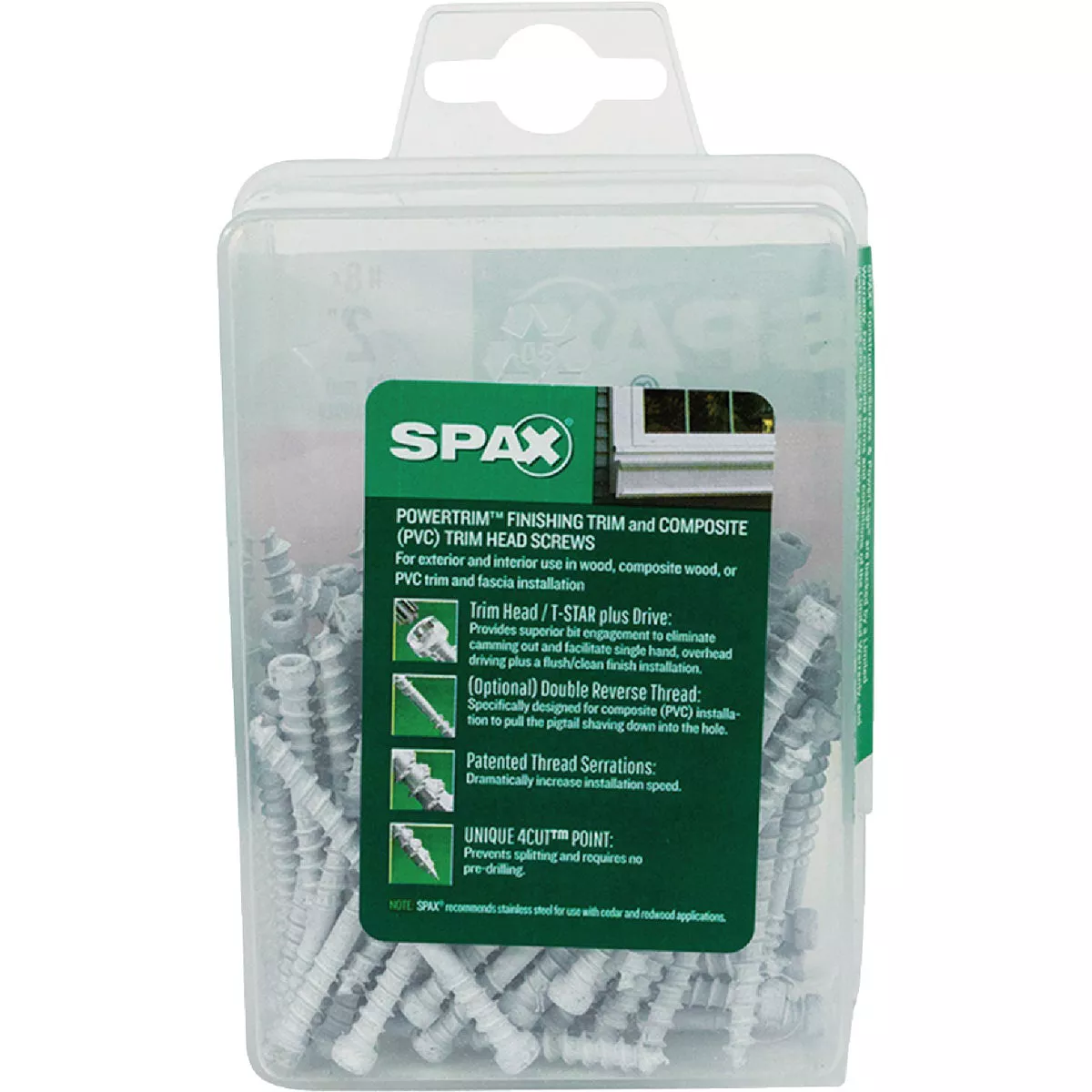 SPAX #8 x 2 In. T10 Plus Cylindrical Head HCR (Exterior Rated) White Trim Screw (100 Ct.) - photo 5