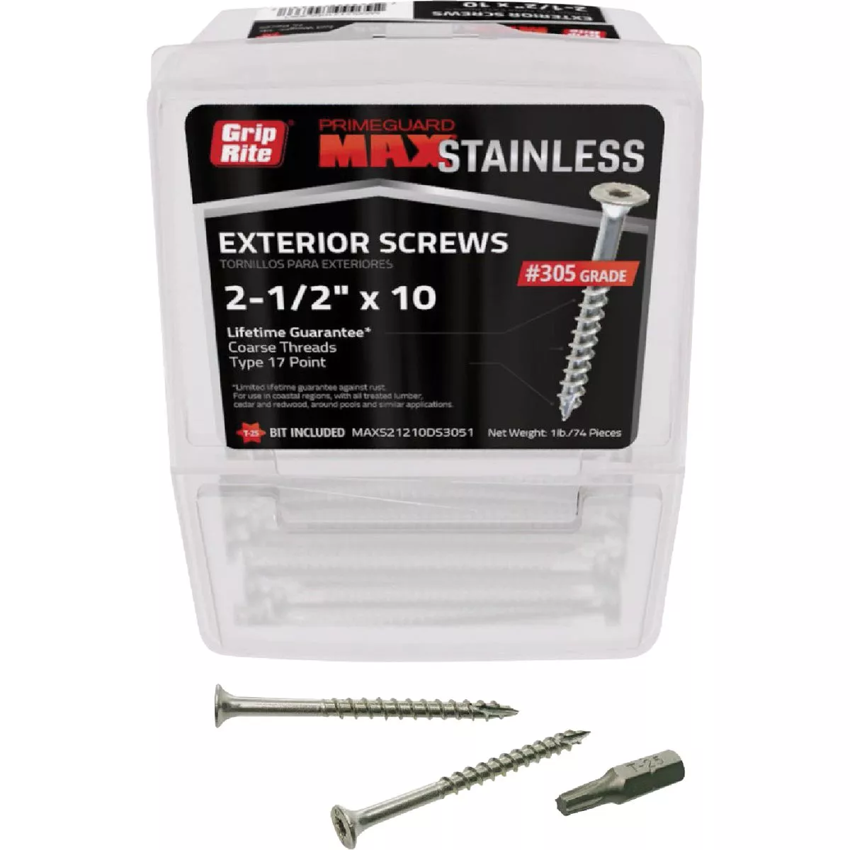 Grip-Rite PrimeGuard Max 2-1/2 In. T25 Star Drive Stainless Steel Deck Screw (1 Lb.)