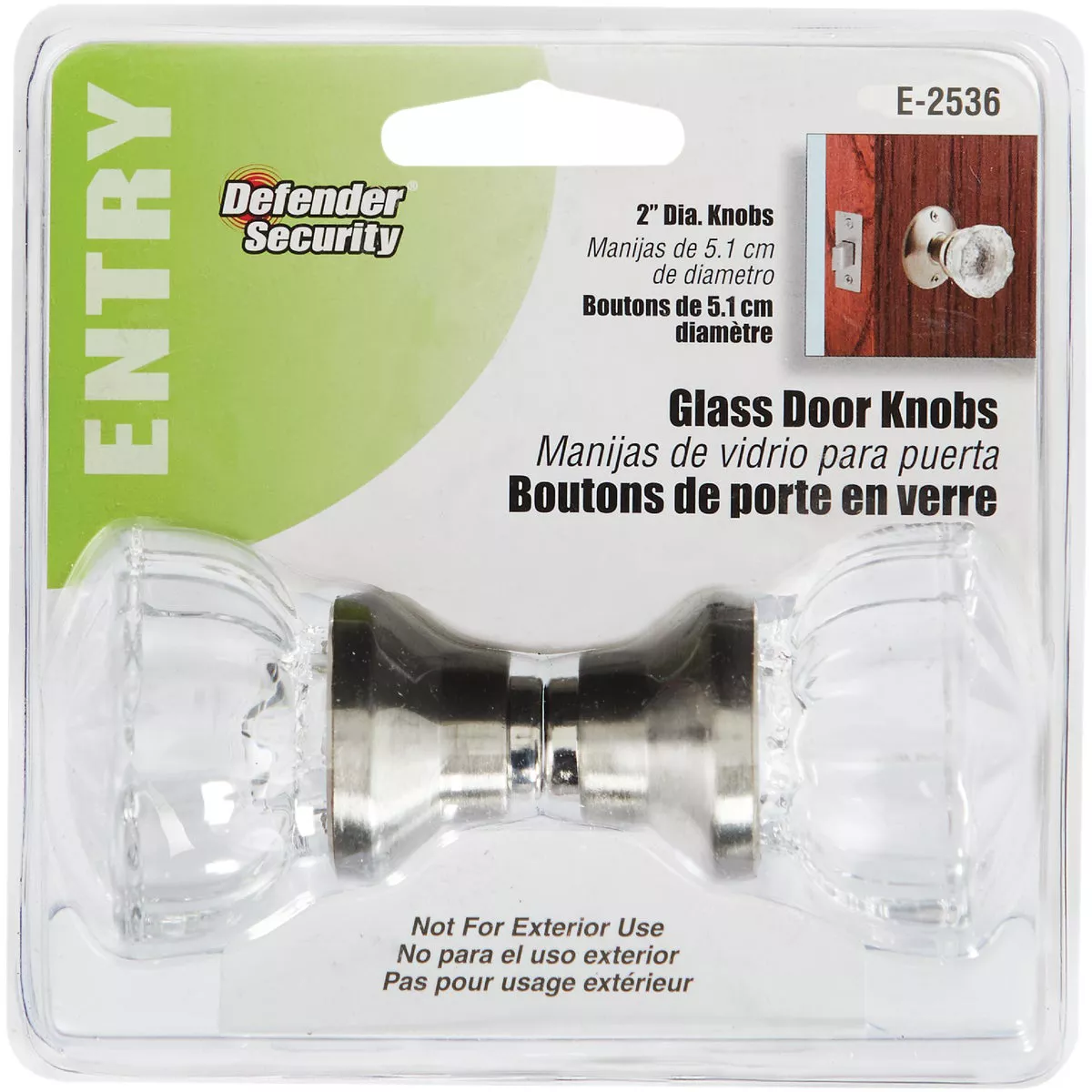 Defender Security 2 In. Satin Nickel Fluted Glass Door Knob - photo 2