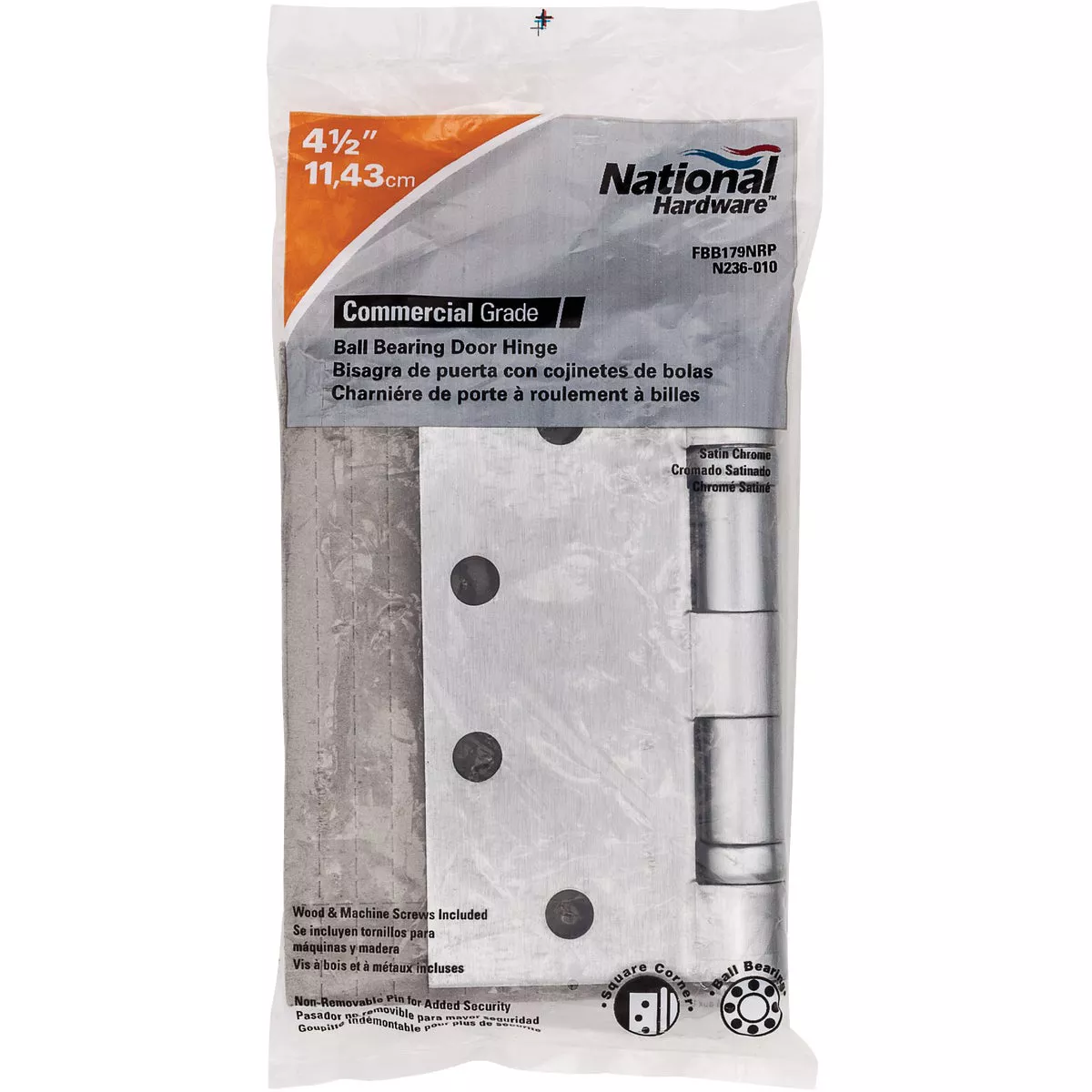 National Hardware Satin Chrome Ball-Bearing Hinges - photo 2
