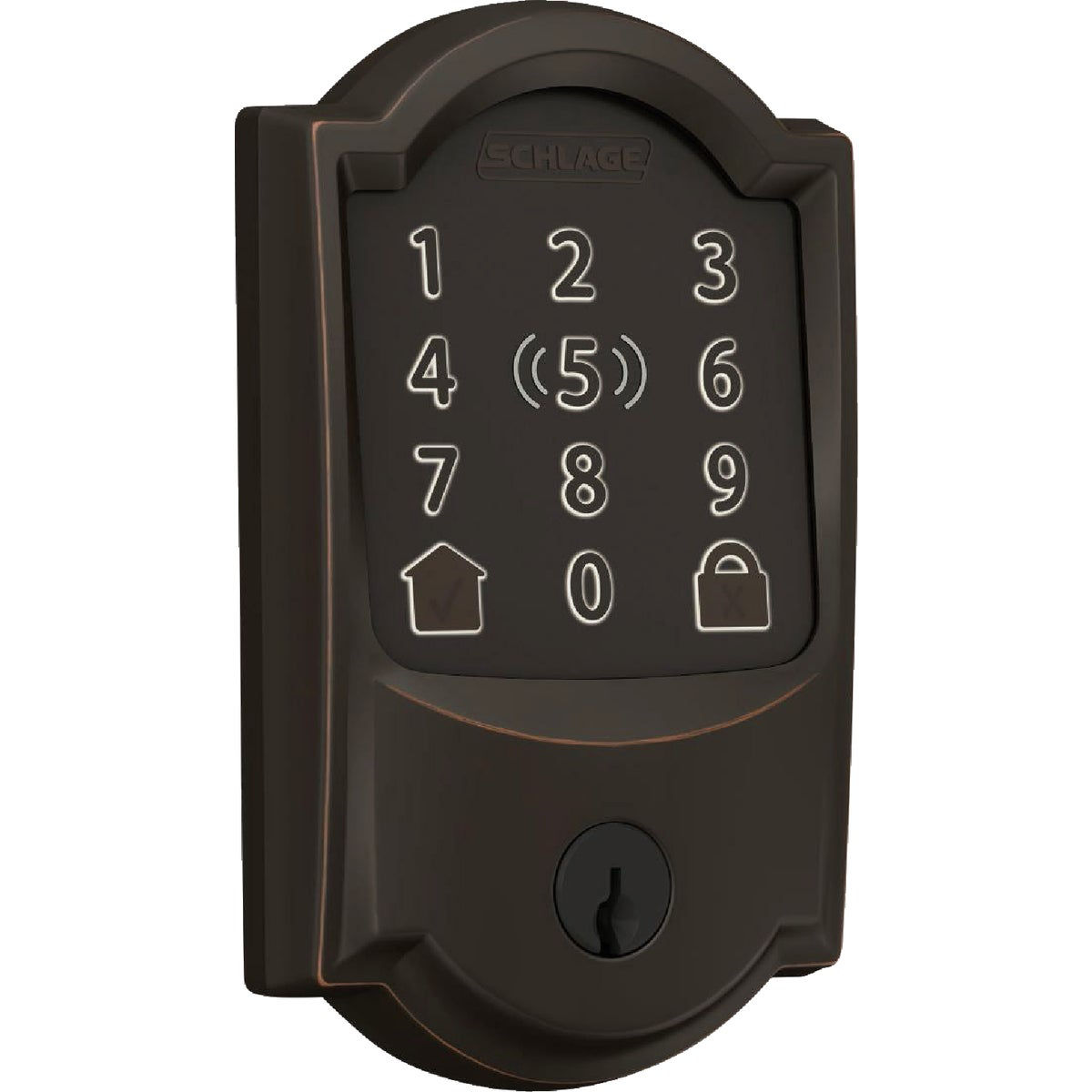 Encode Plus Smart WiFi Deadbolt with Camelot Trim in Aged Bronze Do