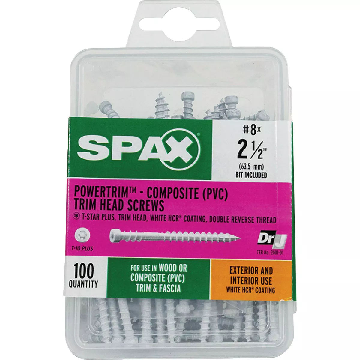 SPAX #8 x 2-1/2 In. T10 Plus Cylindrical Head HCR (Exterior Rated) White Trim Screw (100 Ct.) - photo 4