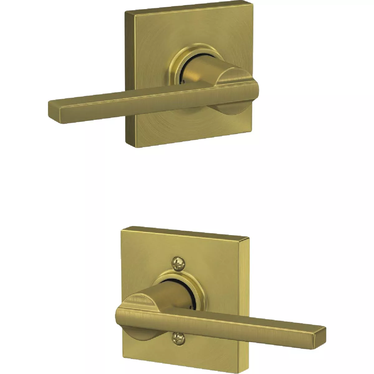 Schlage F Series Latitude Lever with Collins Trim Hall and Closet Lock in Satin Brass - photo 4