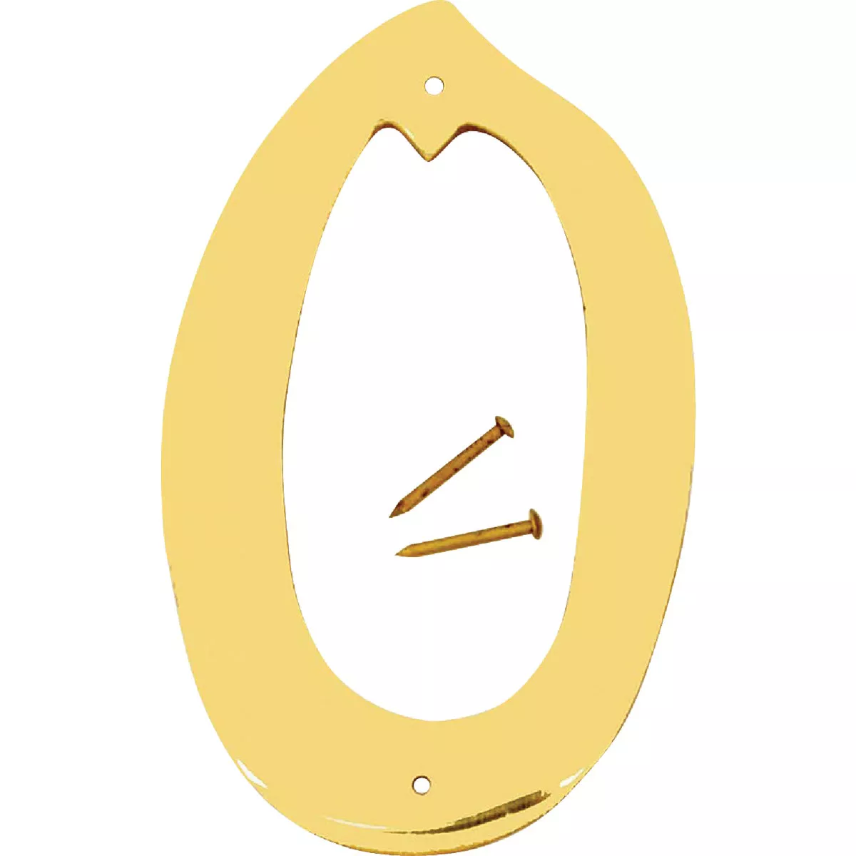 Hy-Ko 4 In. Polished Brass House Number Zero