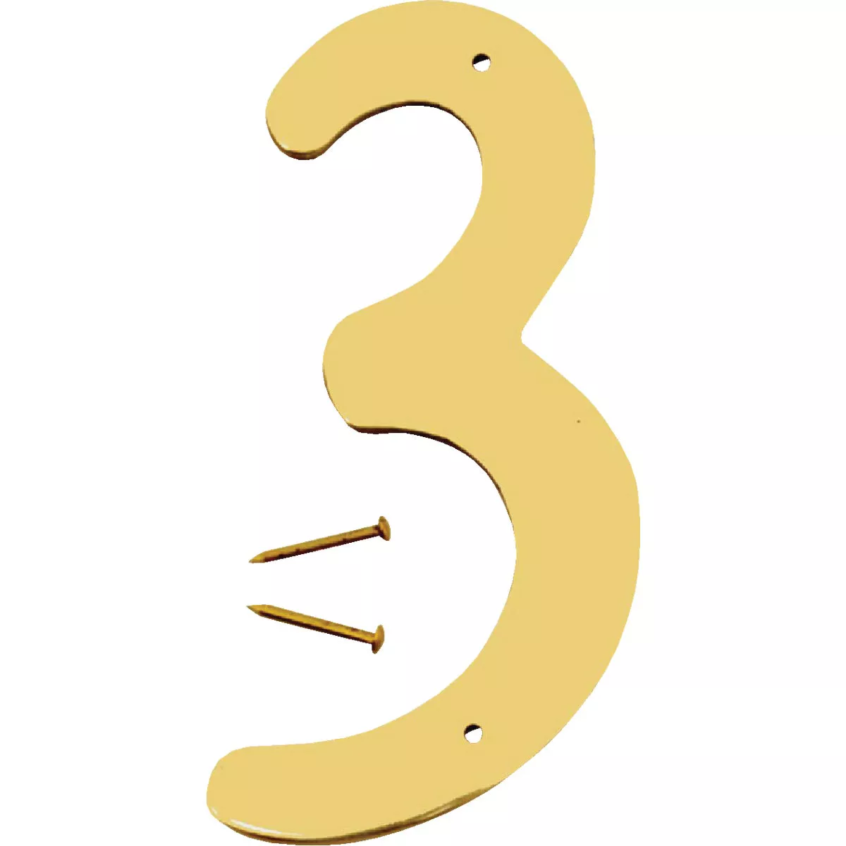 Hy-Ko 4 In. Polished Brass House Number Three