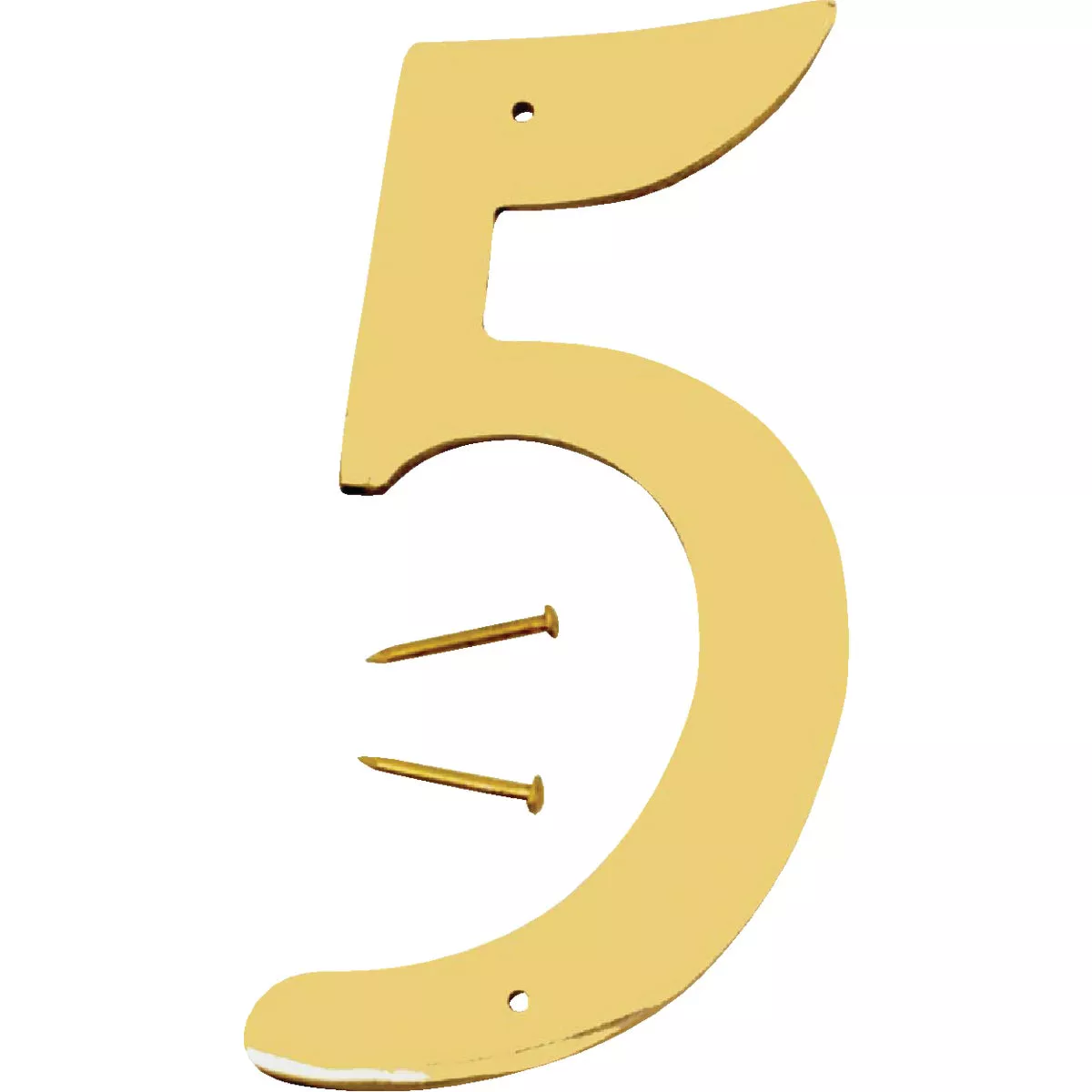 Hy-Ko 4 In. Polished Brass House Number Five