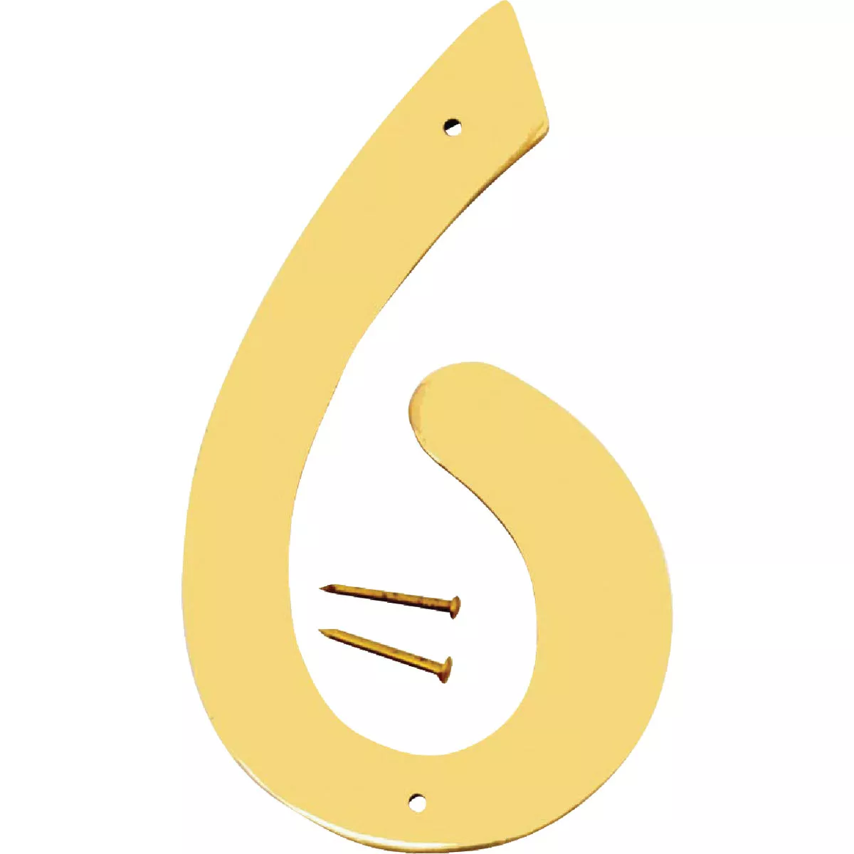 Hy-Ko 4 In. Polished Brass House Number Six