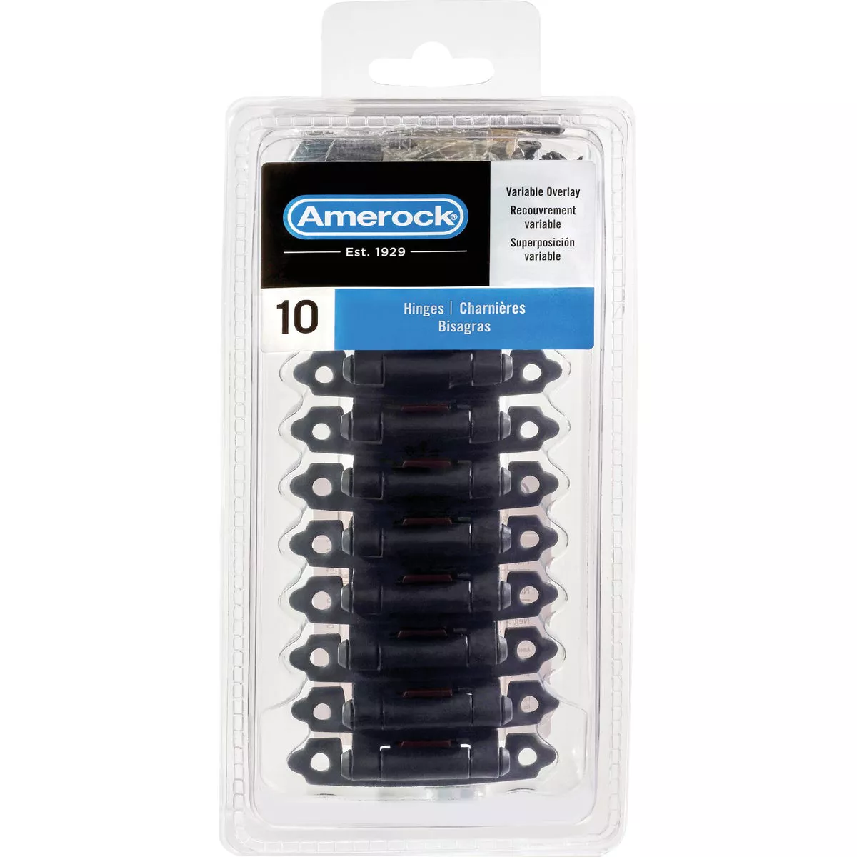 Amerock Matte Black Variable Overlay Self Closing Face Mount Cabinet Hinge (10-Pack) - photo 2