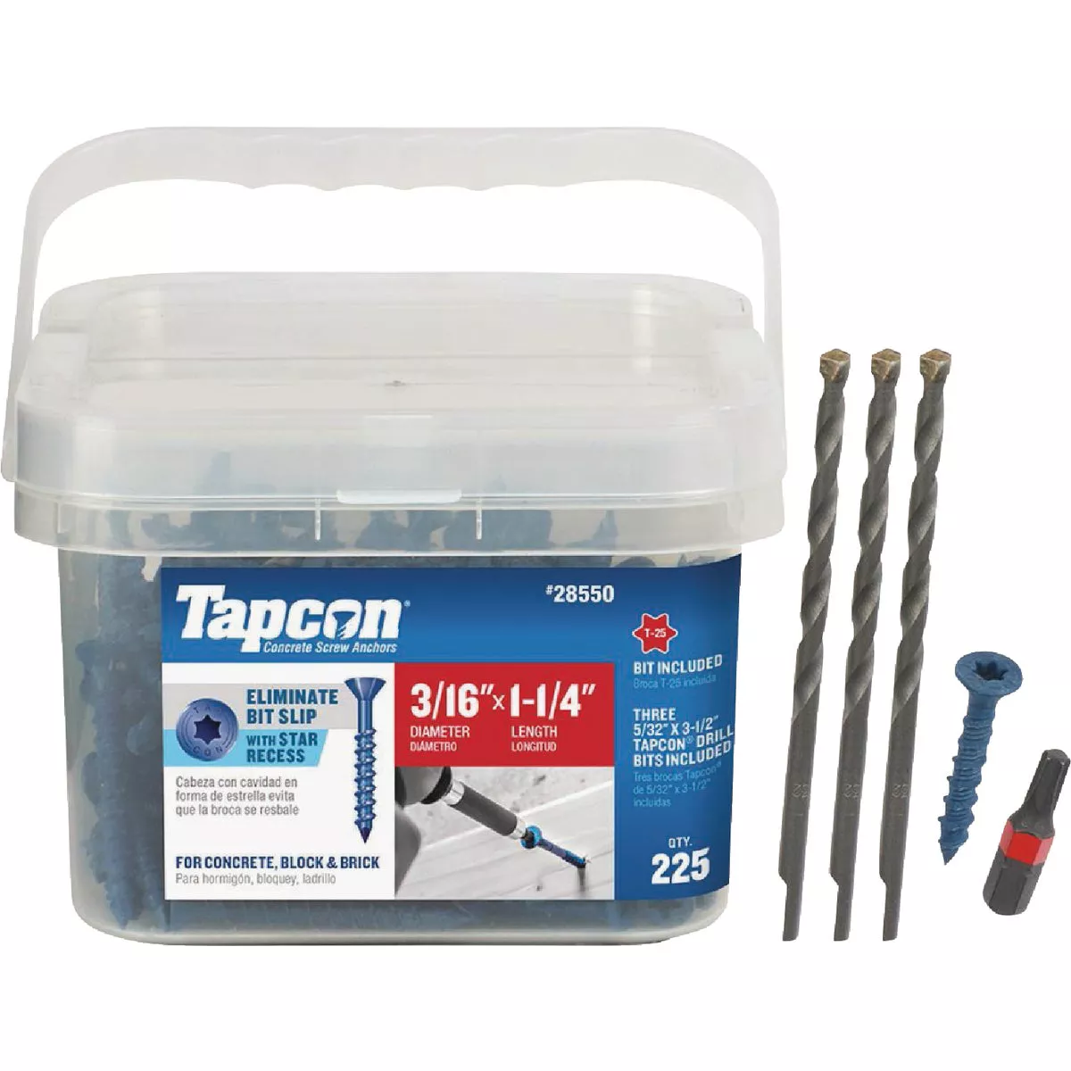 Tapcon 3/16 In. x 1-1/4 In. Star Head Concrete Screw Anchor (225 Ct.)