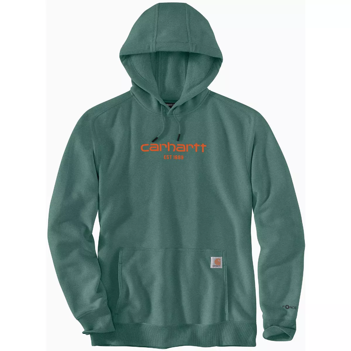 Carhartt Force Men's XL Regular Slate Green Heather Lightweight Logo Graphic Pullover Hooded Sweatshirt, Relaxed Fit