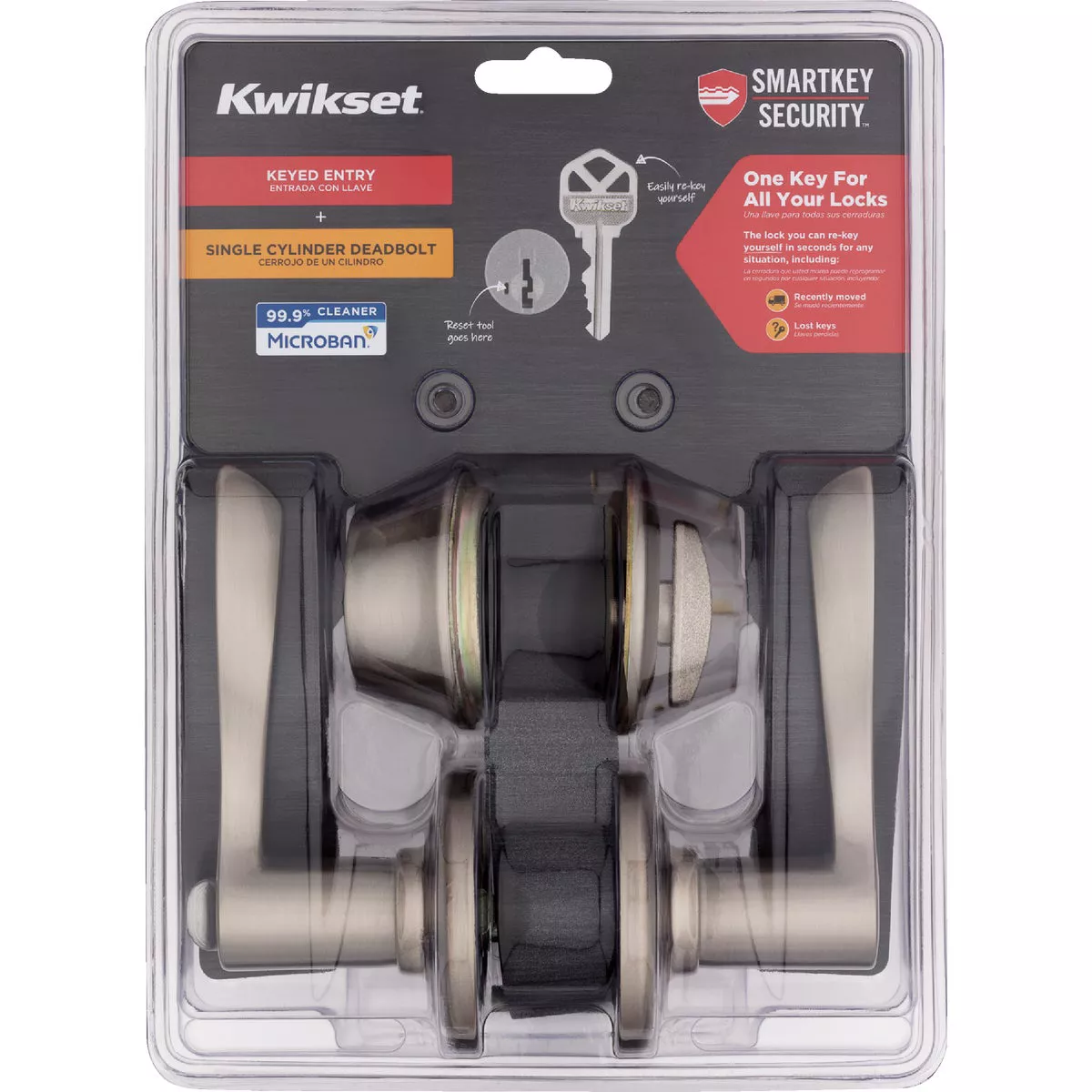 Kwikset Balboa Satin Nickel Deadbolt and Lever Combo with Smartkey - photo 2