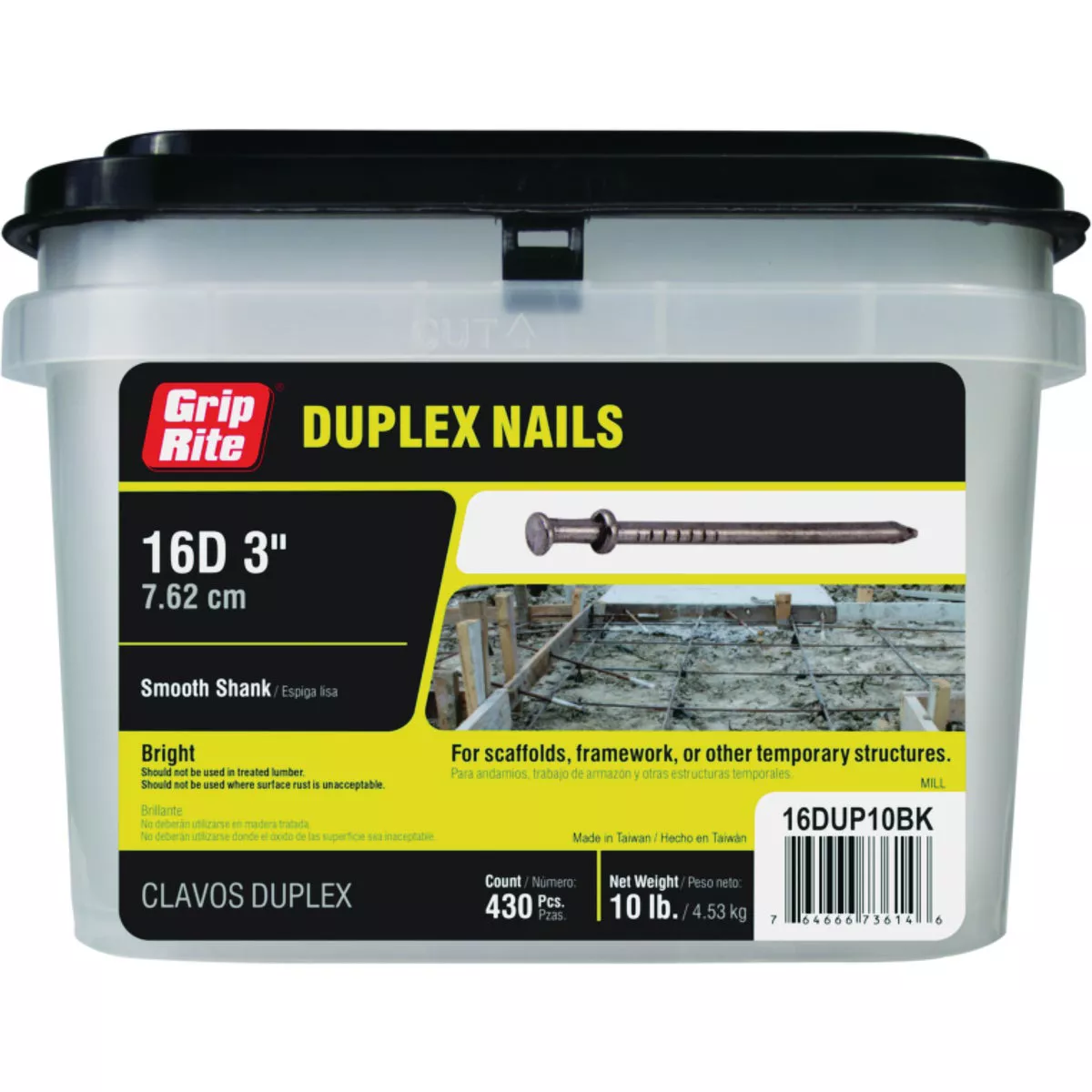 Grip-Rite 16d x 3 In. Bright Duplex Framing Nails (430 Ct., 10 Lb.)