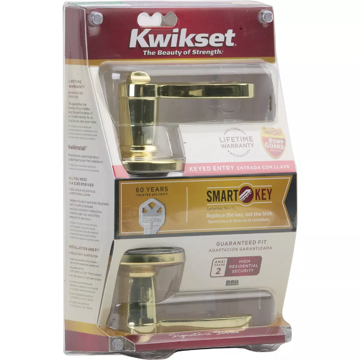 Kwikset Signature Series Polished Brass Lido Entry Door Lever with Smartkey - photo 2