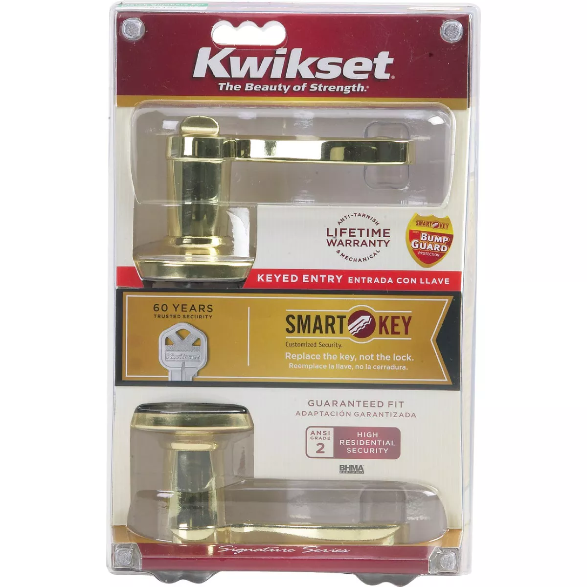 Kwikset Signature Series Polished Brass Lido Entry Door Lever with Smartkey - photo 4
