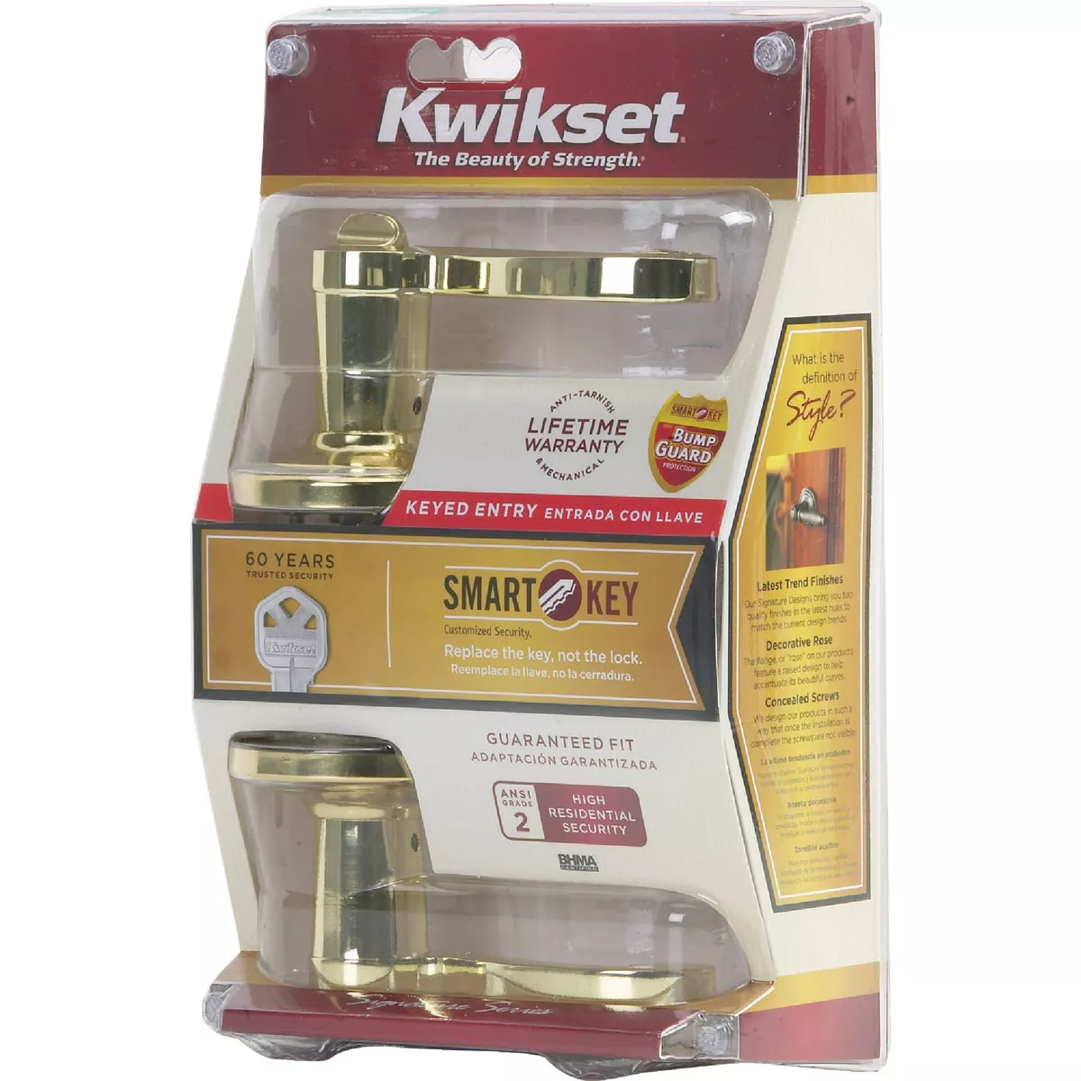 Kwikset Signature Series Polished Brass Lido Entry Door Lever with Smartkey - photo 5
