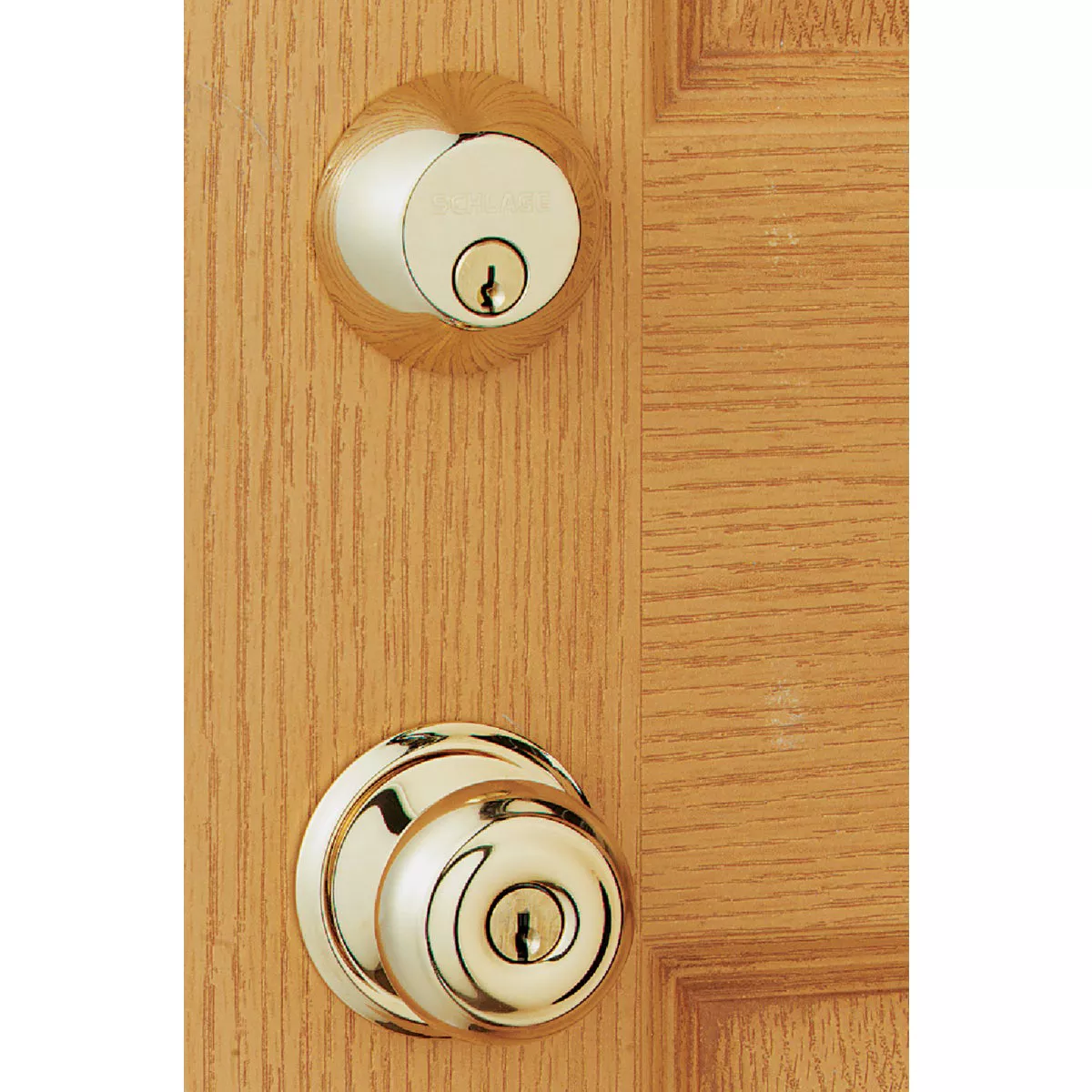 Schlage Bright Brass Deadbolt & Door Knob Combo