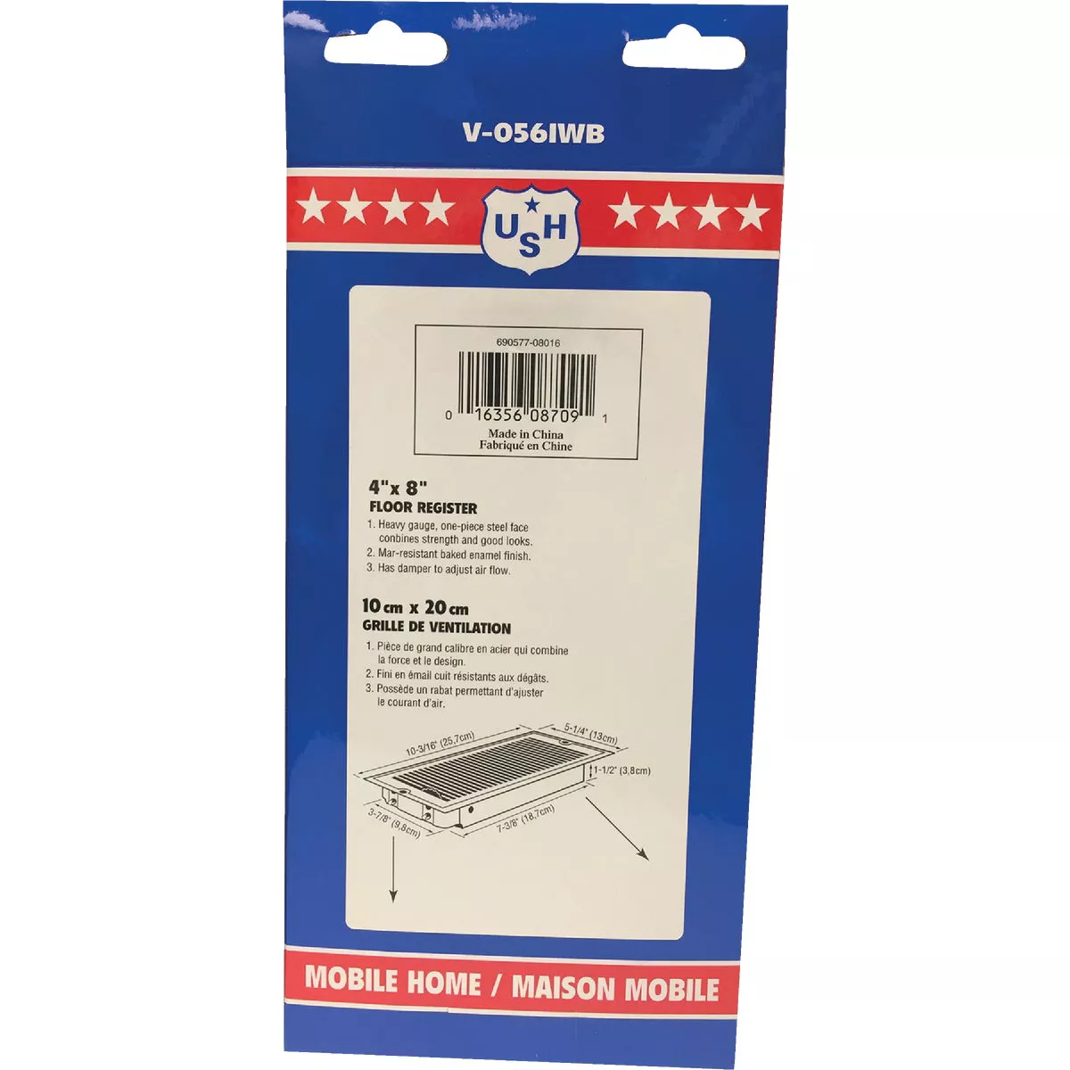 United States Hardware 4 In. x 8 In. x 1-5/16 In. White Steel Floor Register - photo 4