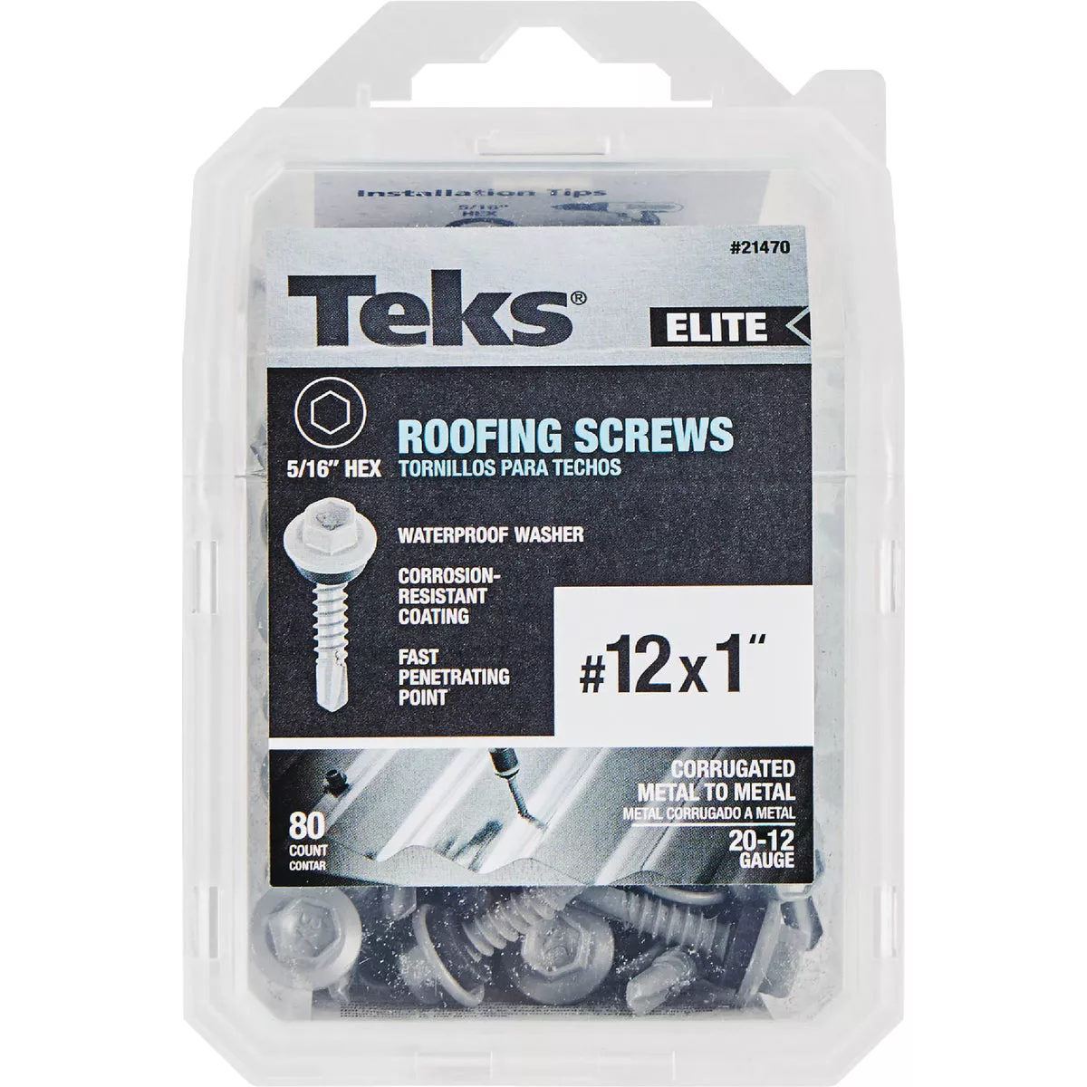 Teks Elite #12 x 1 In. Hex Washer Head Drill Point Metal to Wood Roofing Screw (80 Ct.) - photo 4