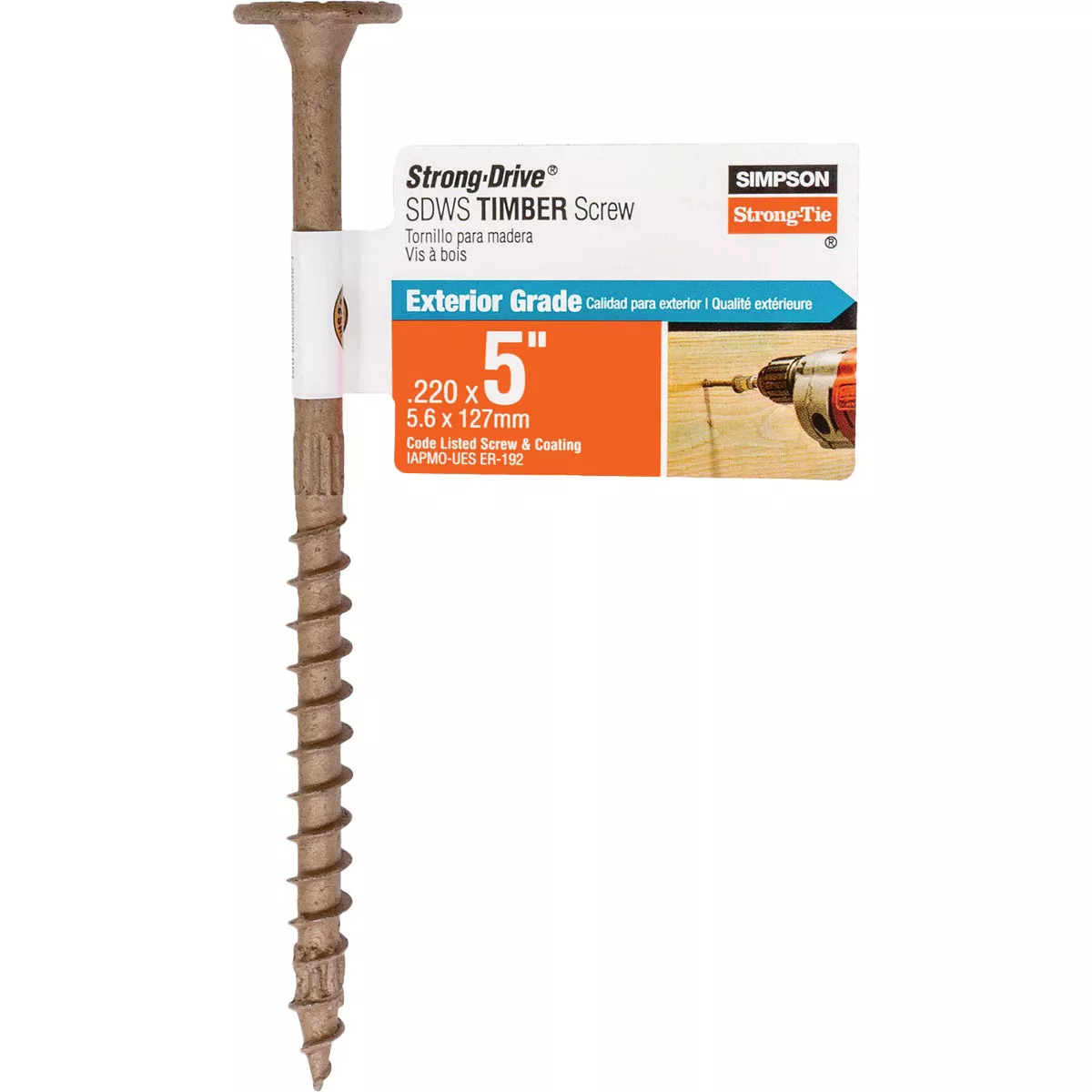 Simpson Strong-Tie Strong-Drive SDWS Timber (Exterior Grade) 0.220 in. x 5 In. T40 Screw - photo 2