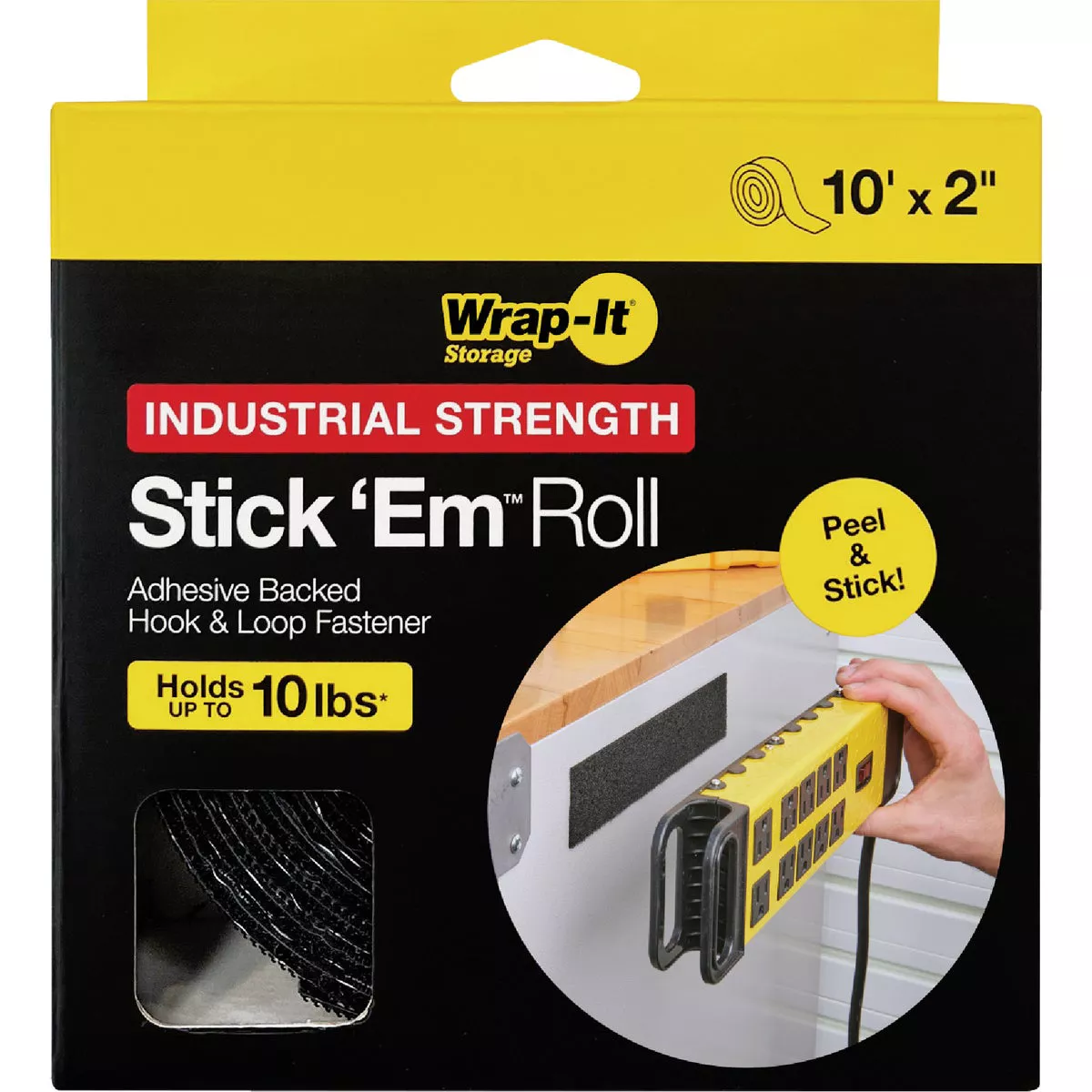 Wrap-It Storage Stick 'Em 2 In. x 10 Ft. Industrial Strength Black Hook & Loop Roll - photo 5