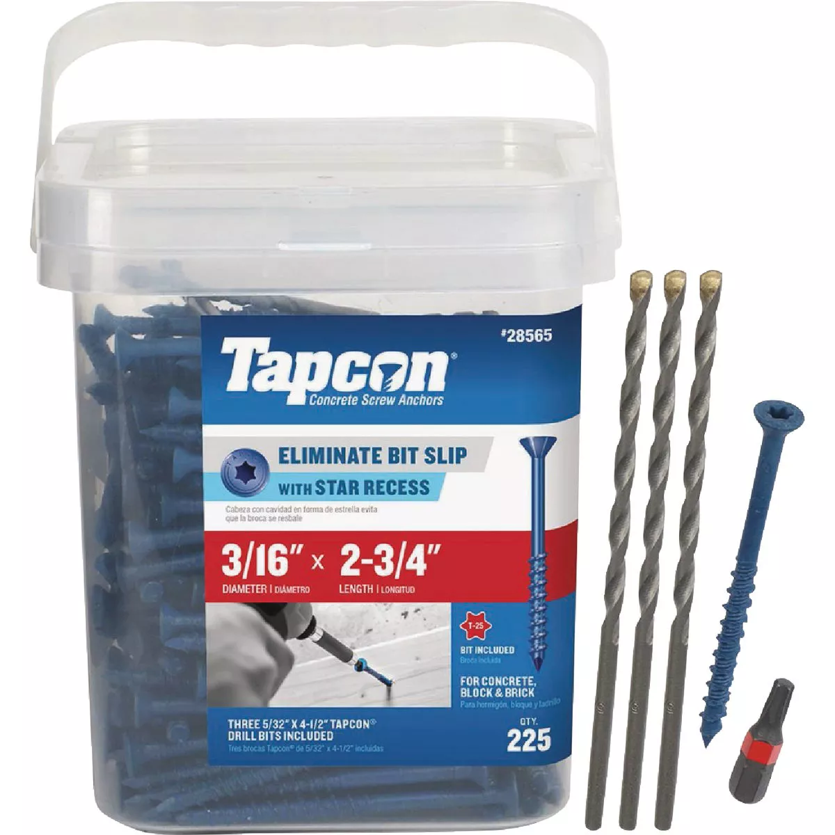 Tapcon 3/16 In. x 2-3/4 In. Star Head Concrete Screw Anchor (225 Ct.)