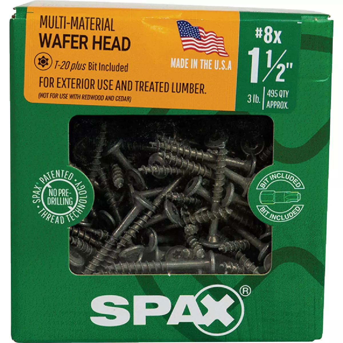 SPAX #8 x 1-1/2 In. T20 Plus Wafer Head HCR-X (Exterior Rated) Wood Screw 3 Lb. (495 Ct.) - photo 4