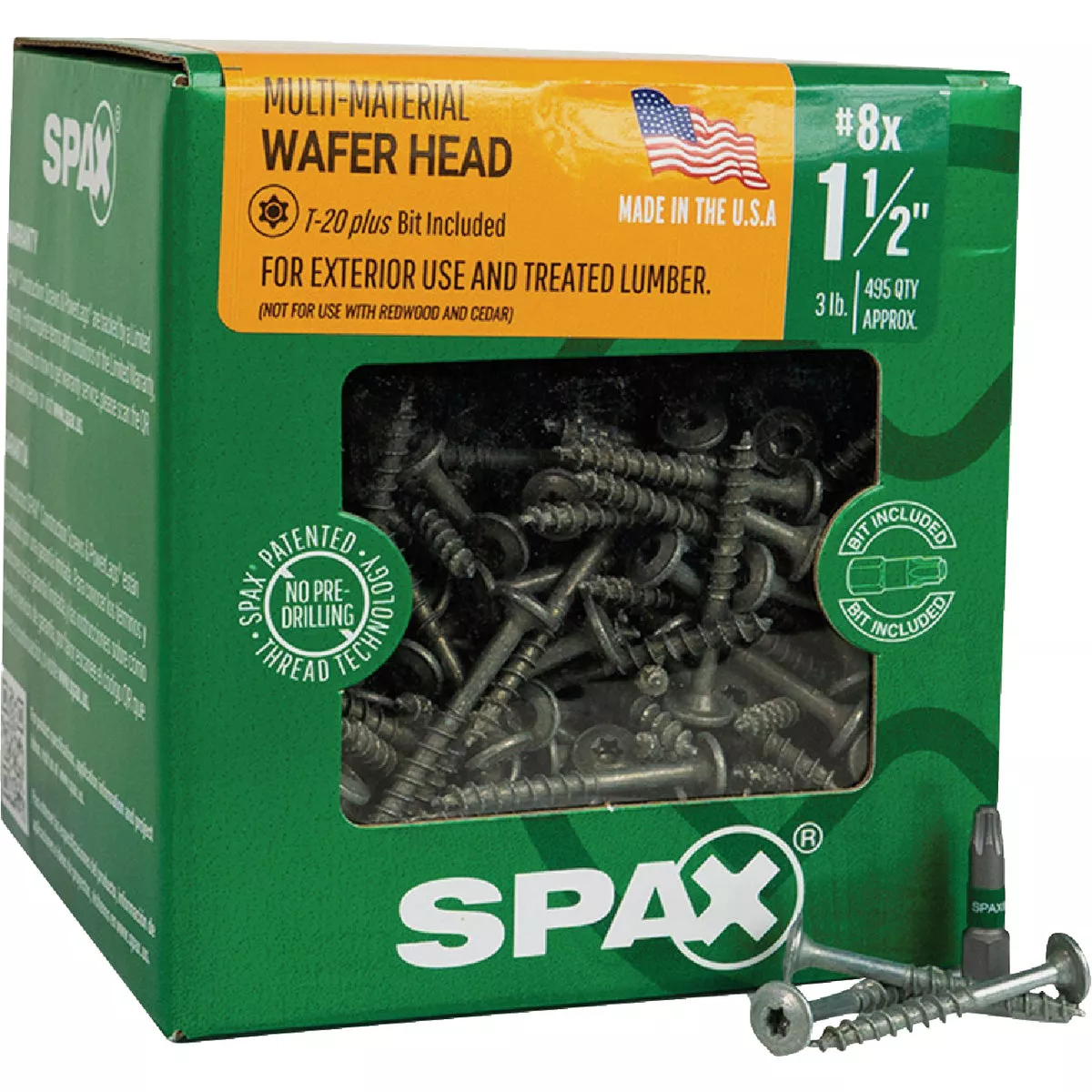 SPAX #8 x 1-1/2 In. T20 Plus Wafer Head HCR-X (Exterior Rated) Wood Screw 3 Lb. (495 Ct.) - photo 6