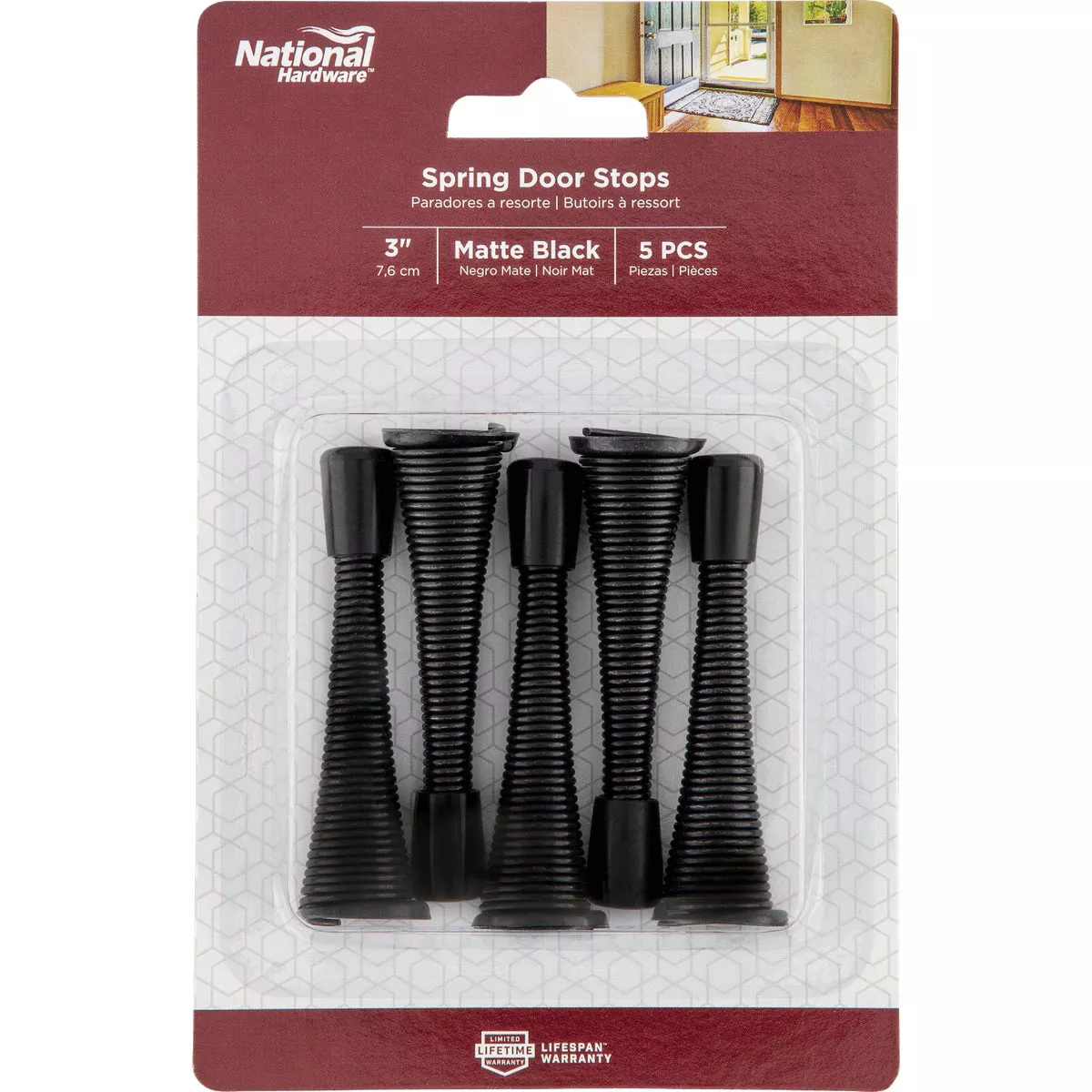 National Hardware 3 In. Matte Black Spring Door Stop (5-Pack) - photo 2