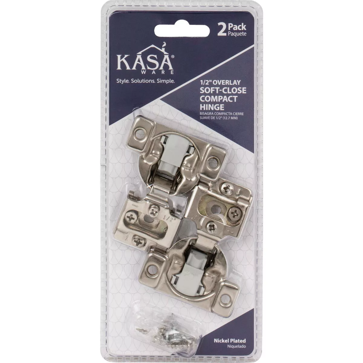 KasaWare 1/2 In. Overlay Soft-Close Compact Hinge (2-Pack)