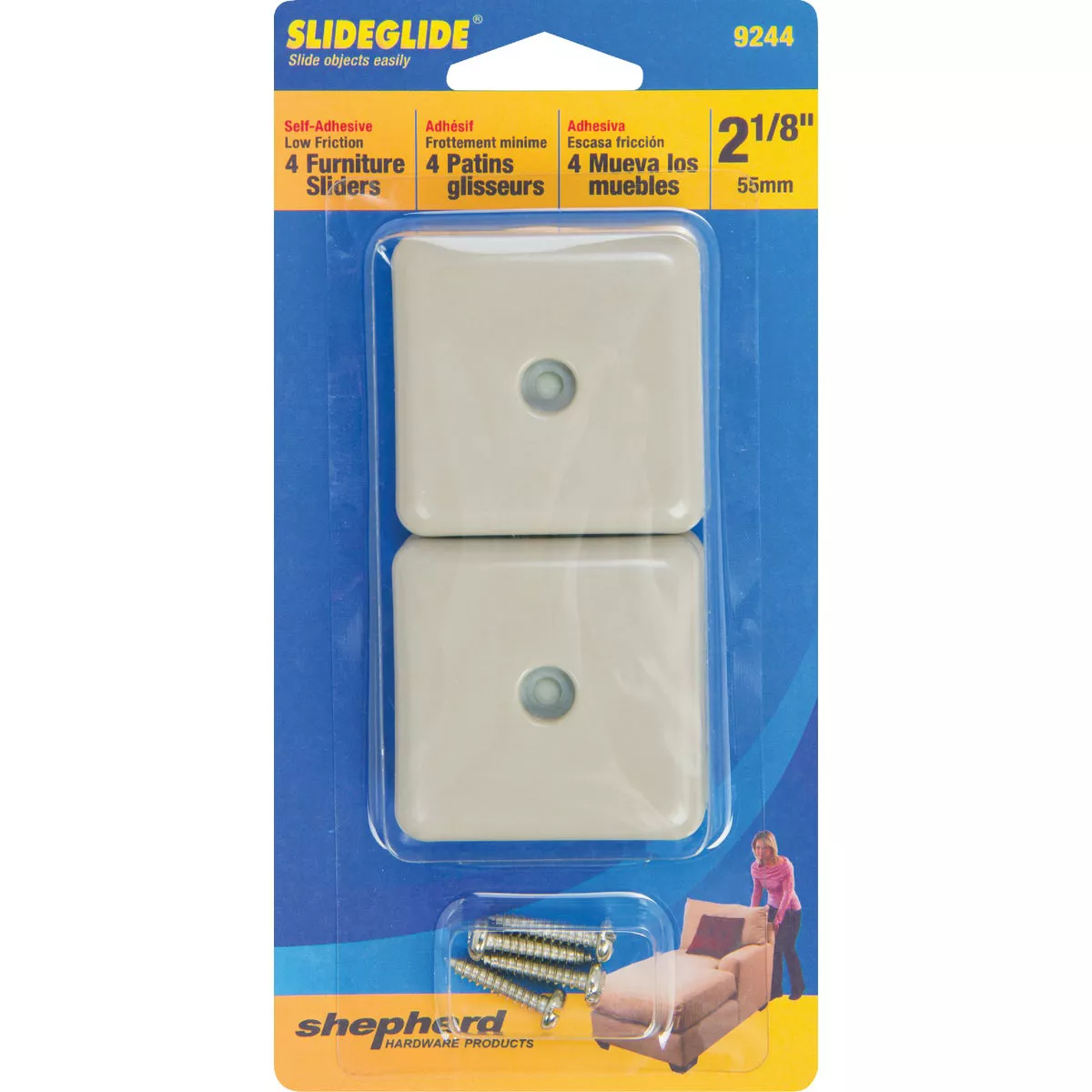 Do it 2-1/8 In. Square Adhesive and Screw on Furniture Glide, (4-Pack) - photo 2