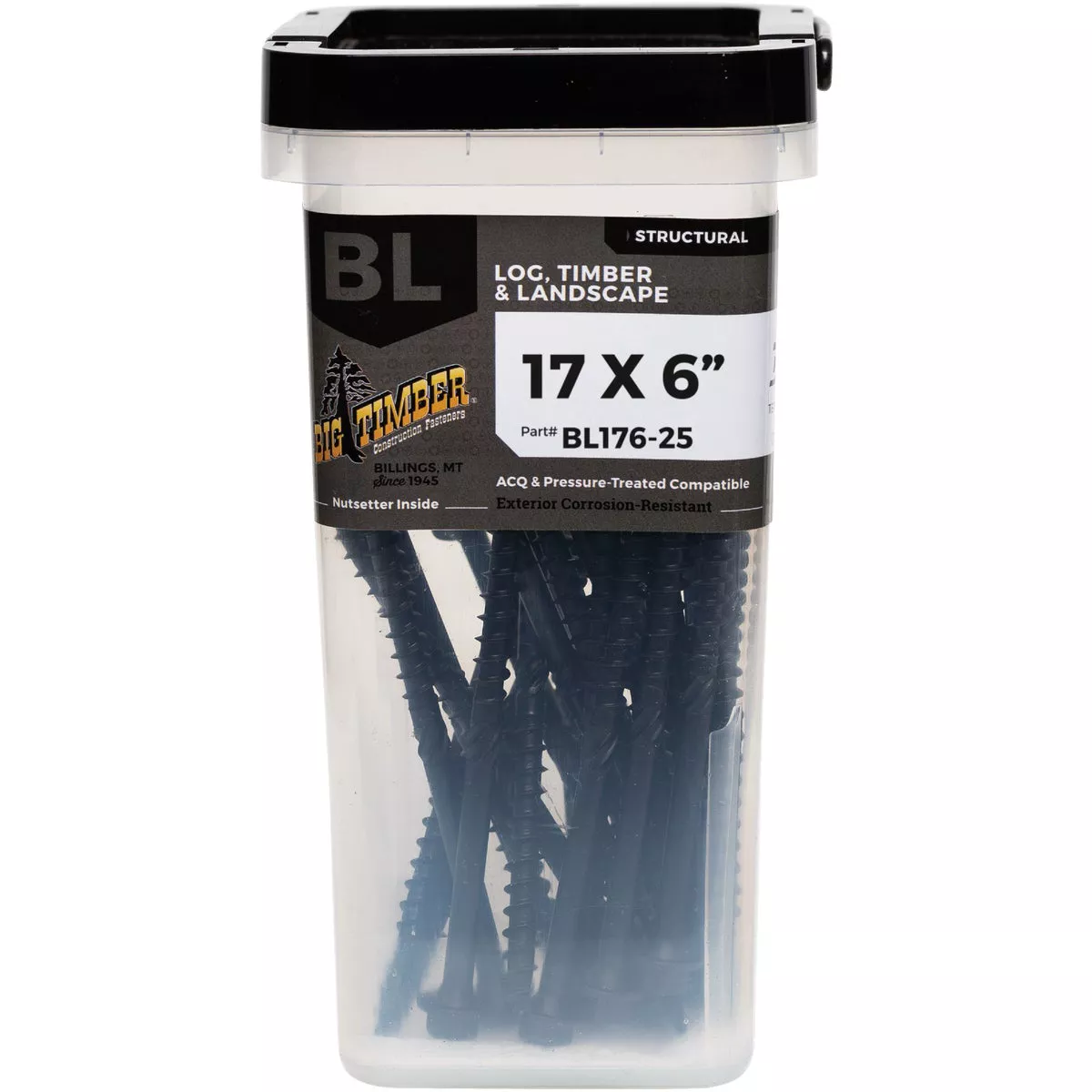 Big Timber #17 x 6 In. Hex Head Black Structure Screw (25 Ct.)