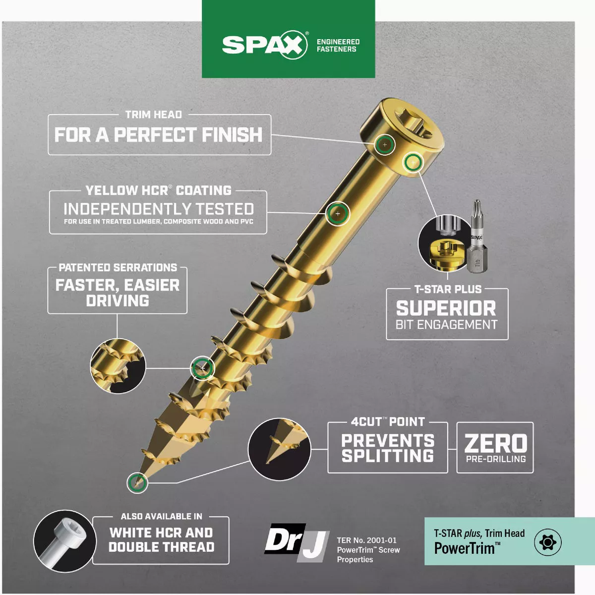 SPAX #8 x 1-1/4 In. T10 Plus Cylindrical Head HCR (Exterior Rated) Yellow Trim Screw (100 Ct.) - photo 2
