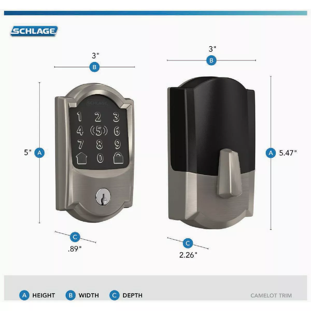 Schlage Encode Plus Camelot Satin Nickel Smart WiFi Deadbolt - photo 2