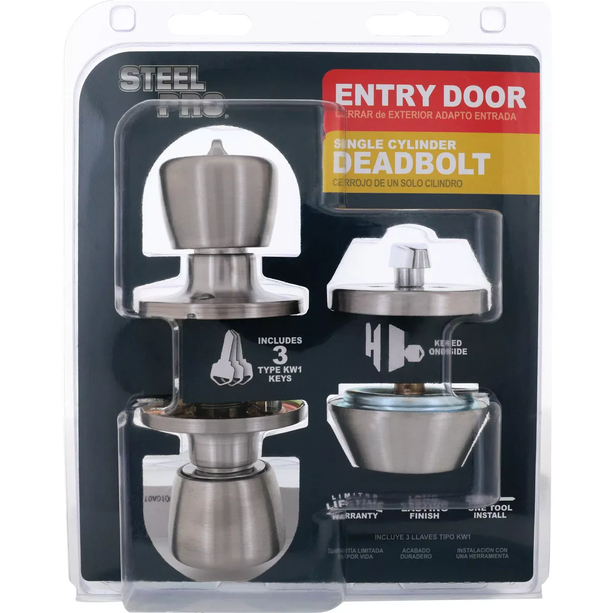 Steel Pro Satin Chrome Deadbolt and Door Knob Combo - photo 2