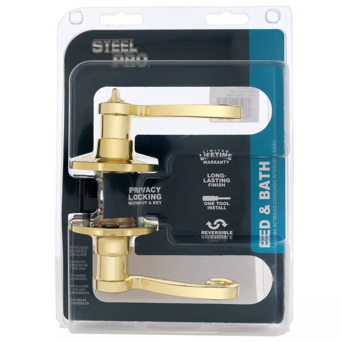 Steel Pro Polished Brass Scroll Privacy Door Lever - photo 2