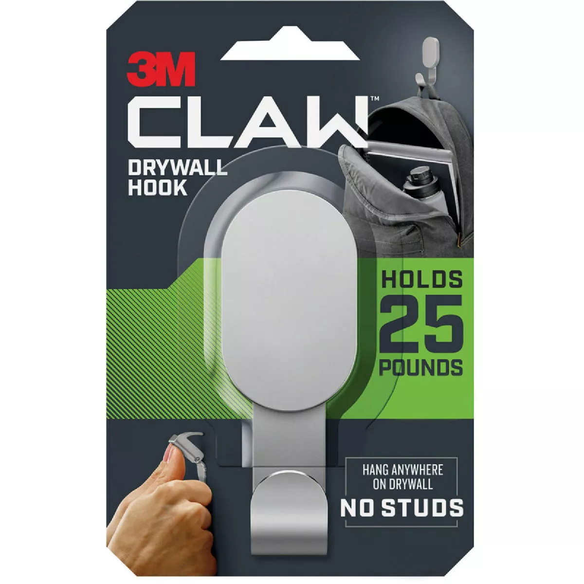 3M Claw 25 Lb. Silver Drywall Hook