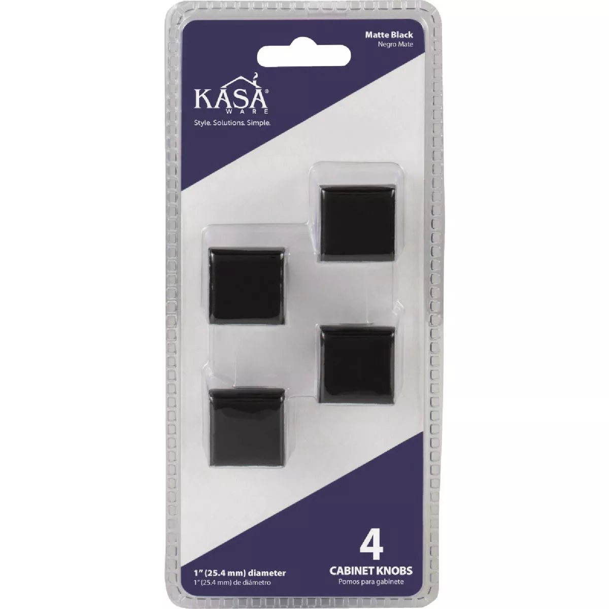 KasaWare 1 In. Diameter Matte Black Flared Foot Square Knob (4-Pack) - photo 2