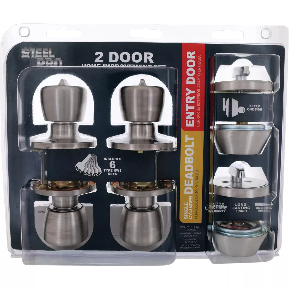 Steel Pro Satin Chrome Deadbolt and Door Knob Combo - photo 2