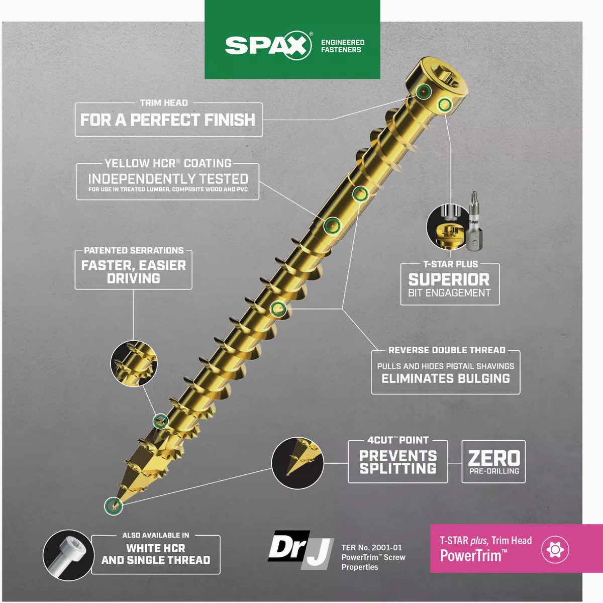 SPAX #8 x 3-1/8 In. Cylindrical Head Partial Thread HCR (Exterior) Yellow Trim Screw (100-Ct.) - photo 2