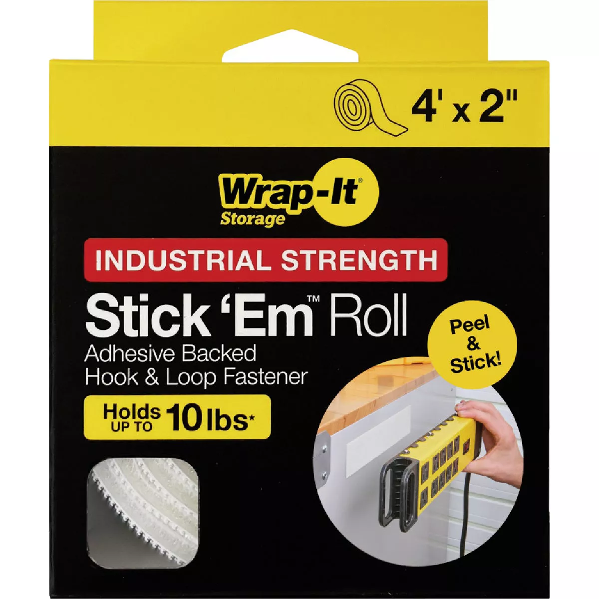 Wrap-It Storage Stick 'Em 2 In. x 4 Ft. Industrial Strength White Hook & Loop Roll - photo 7