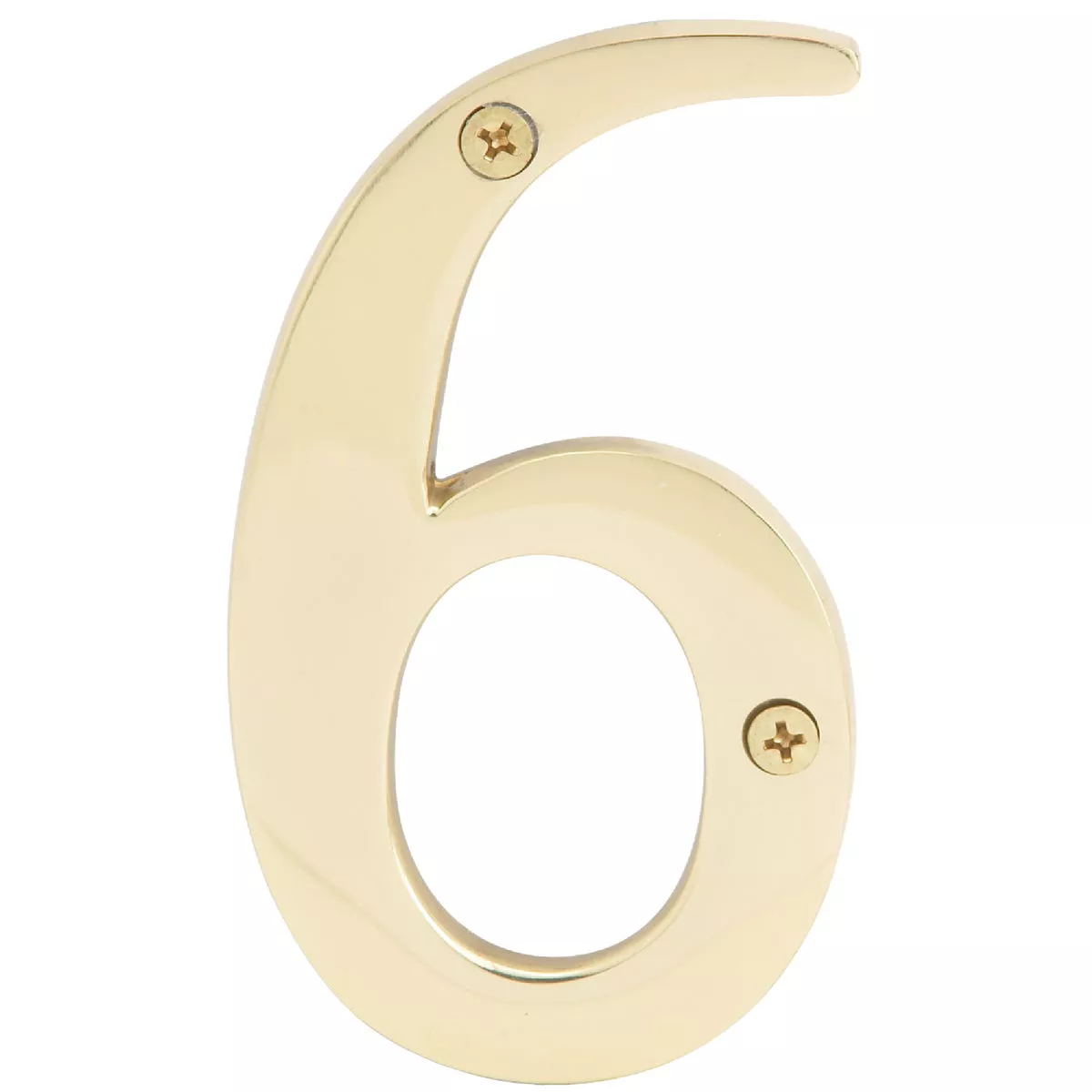 Hy-Ko 4 In. Polished Brass House Number Six