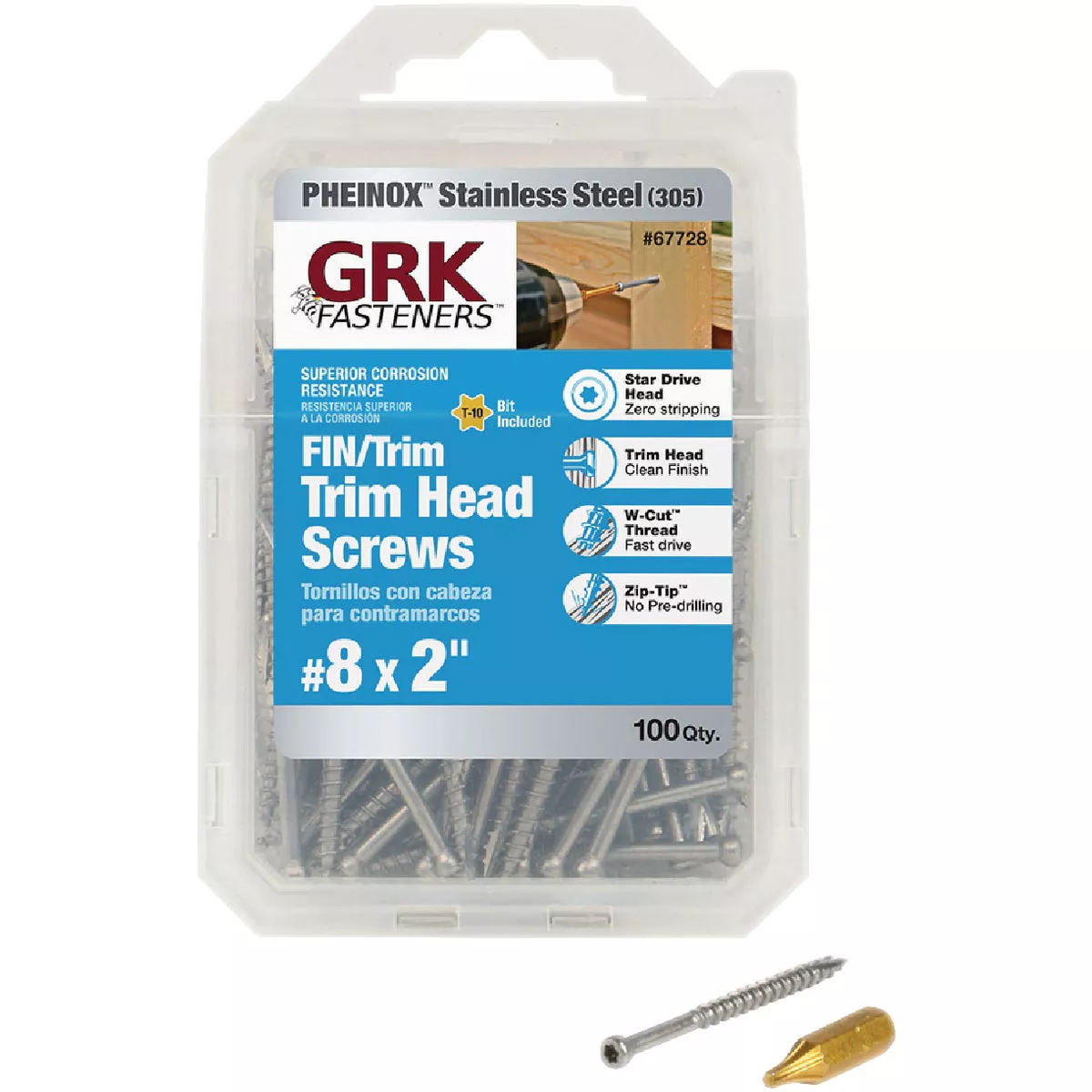 GRK #8 x 2 In. Star Drive Stainless Steel Trim Screw (100 Ct.)